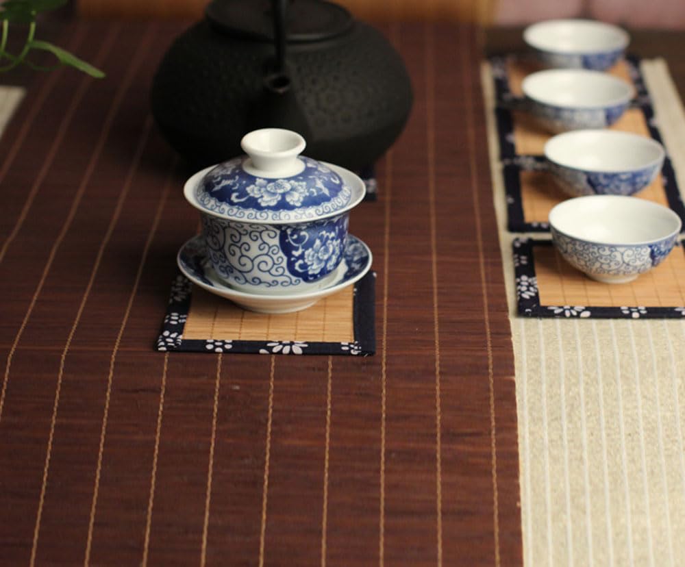 Natiform Set of 4 Bamboo Coasters, Stylish and Lightweight, with Insulation Pads and Non-Slip Mats