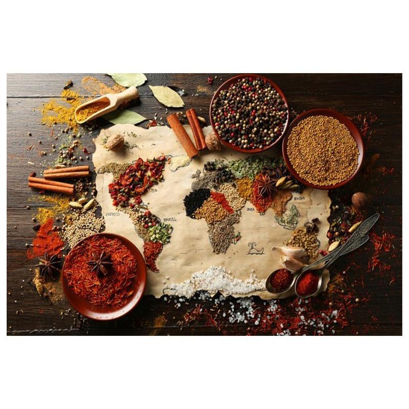 Wall Art Canvas Painting World Map with Spice Posters and Prints Wall Pictures for Dining Room Cuadros Home Decoration No Frame