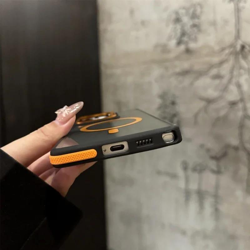 For Magsafe Magnetic Metal Lens Protection Stand Case For  Galaxy Samsung S24 S25 S23  S22 Ultra Plus FE Shockproof Cover Bumper