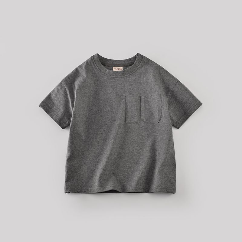 Summer Boys' Short Sleeved T-shirt White Children's T-shirt Half Sleeved Solid Color Top