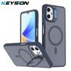 KEYSION Lens Stand Magnetic Phone Case for MagSafe for Samsung A07 4G Matte Translucent Shockproof Cover for Galaxy A06 4G 5G