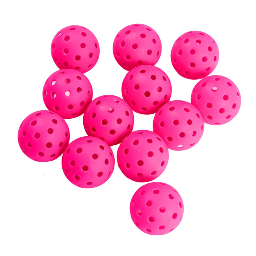12PCS 74mm 40 Holes Pickleballs PE Plastic High Elasticity Pickleball Outdoor Hole Balls Pink