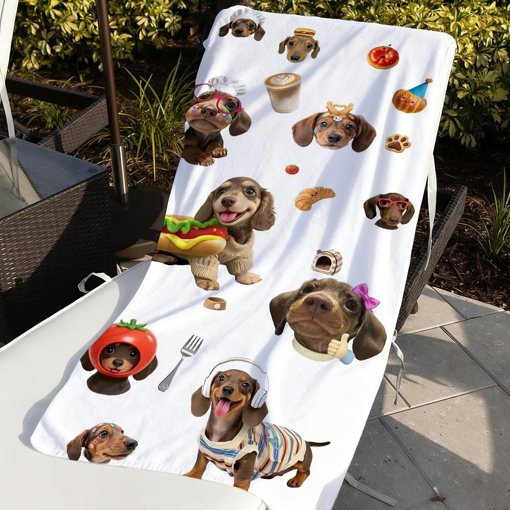 Funny Cute Dachshund Towel Quick Dry Soft Yoga Swimming Fitness Mountain Climbing Large Beach Towels