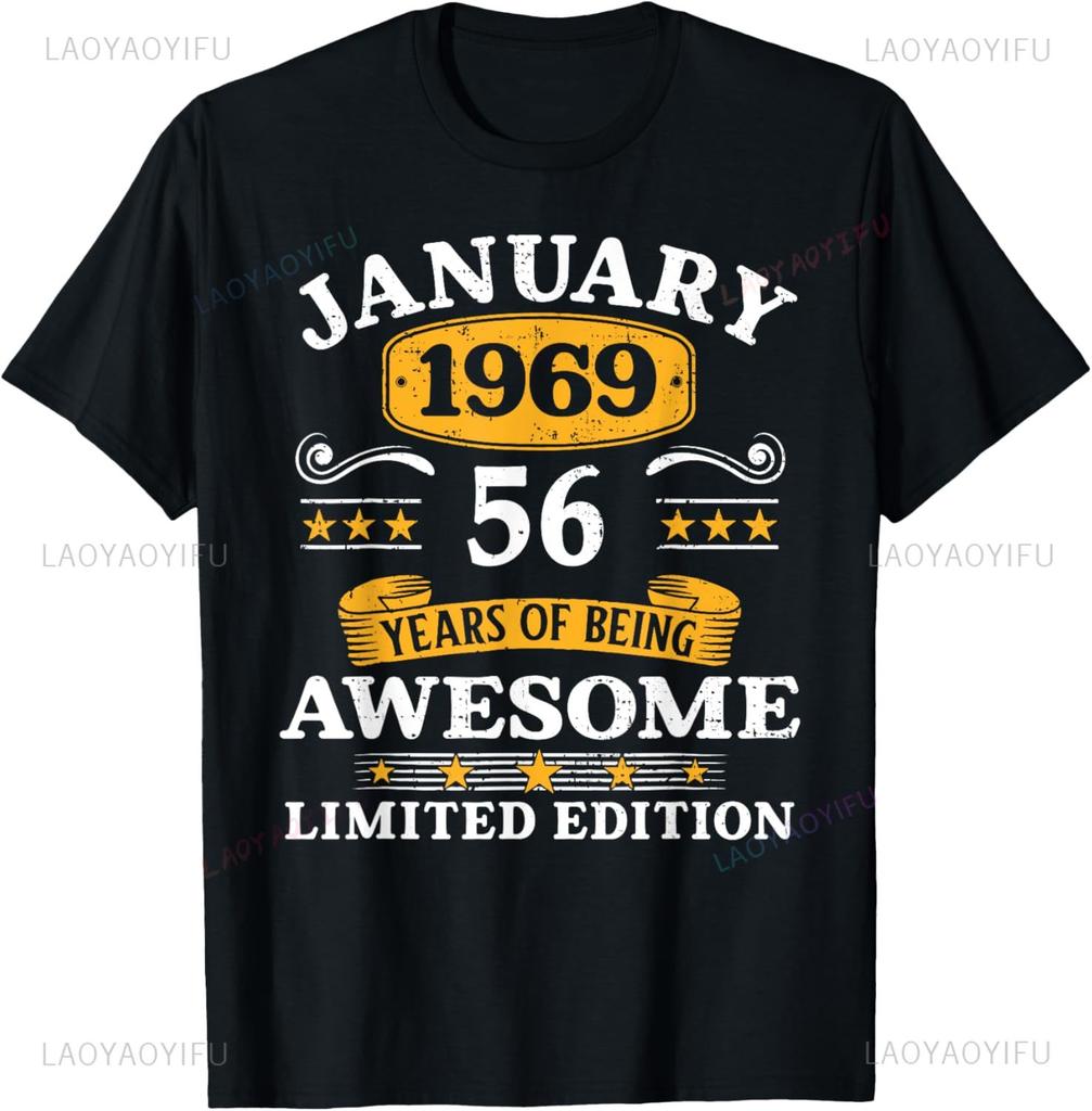 Vintage 56 Birthday Decorations Women Men 56th BDay 1969 Tee T-Shirt Mens T Shirt Print On Demand Short Sleev Camiseta Hombr