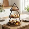 3 Tier Large Tiered Serving Tray Large Capacity Wood Cupcakes Tower Dessert Display Shelves for Wedding/Farmhouse/Kitchen Decor