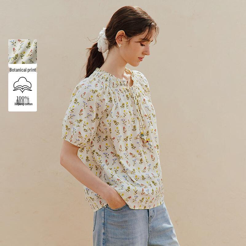 Женский французский цветочный топ с коротким рукавом INMAN L