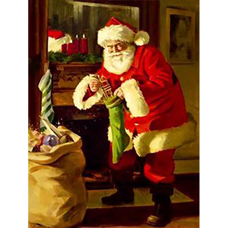 Diy Santa Claus 5D Diamond Painting Full Round Drill Christmas Gift Diamond Embroidery Cartoon Cross Stitch Handmade Wall Art