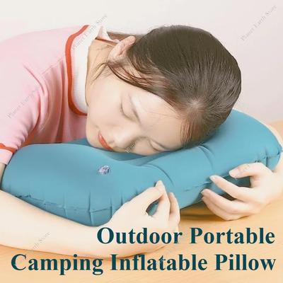 New Camping Inflatable Pillow Travel Pillow for Neck Lumbar Support Outdoor Lightweight Soft Car Pillow Press-to-Inflate Design