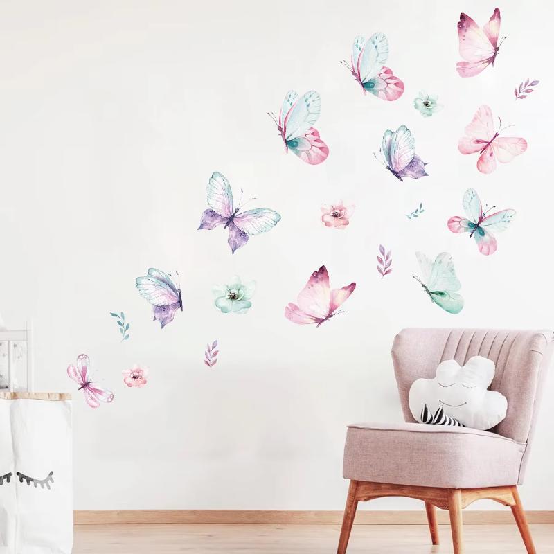 Colorful Butterflies Wall Stickers for Kids Room on Wall Decoration Children Girls Room Wall Decals Bedroom Decor for House