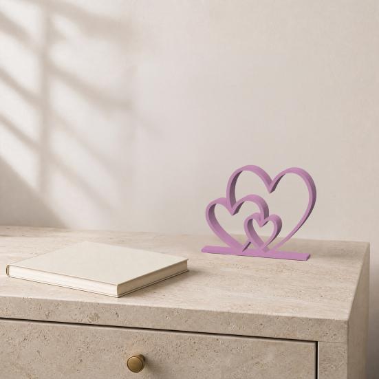 Valentinstagsgeschenk Ineinandergreifende Herzstatue 3D-gedruckte Schreibtischfigur Romantisches Liebesherz