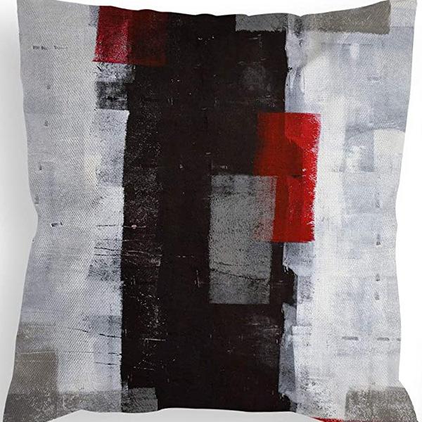 Popular Simple Geometric Abstract Red Black Striped Sofa Cushion Pillow Case Home Removable Washable