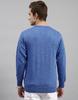 MONTE CARLO Mens Solid Blue V Neck Full Sleeve Pullover