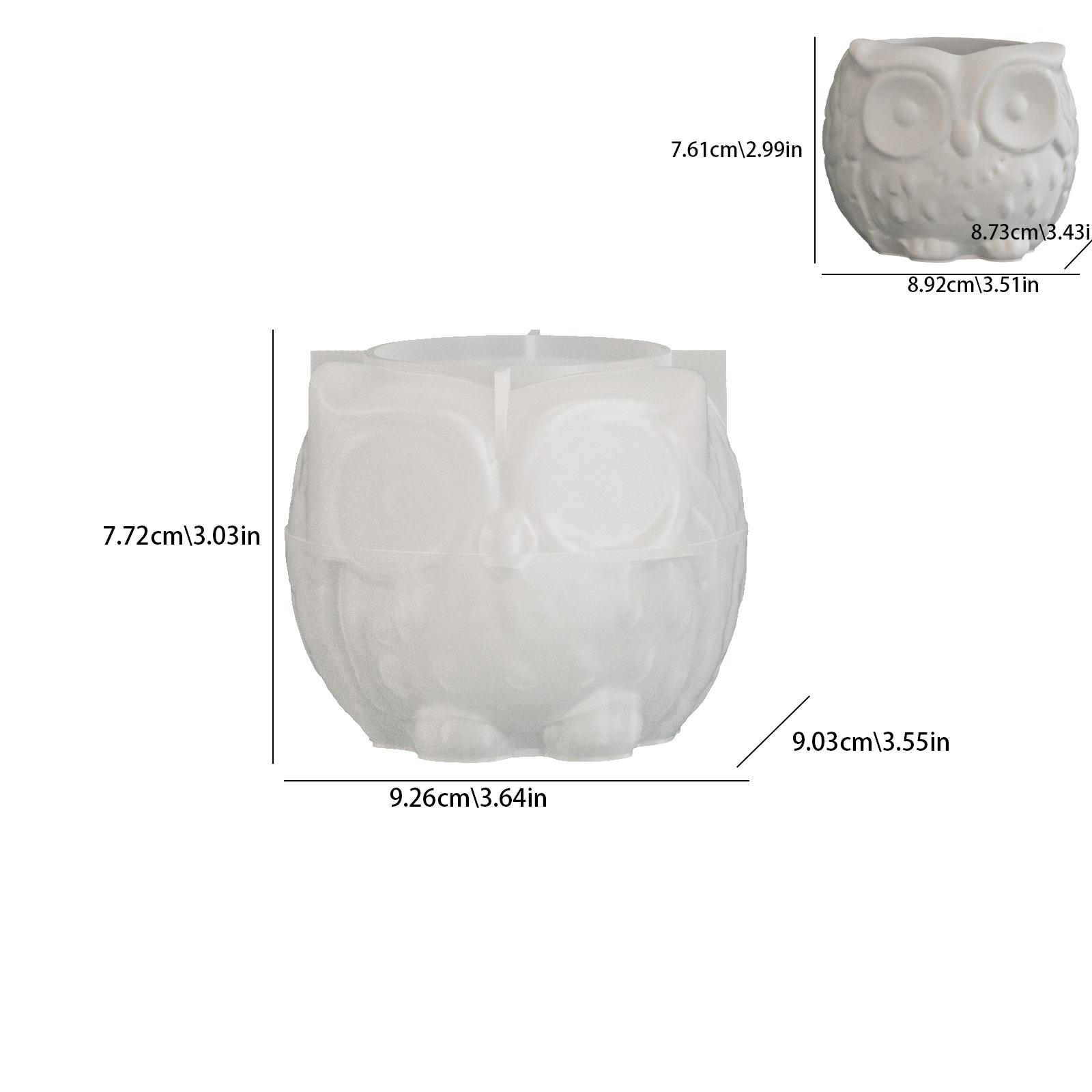 Resin Plaster Cement Owl Storage Jar Silicone Mold DIY Scented Candle Cup Ornament Mold