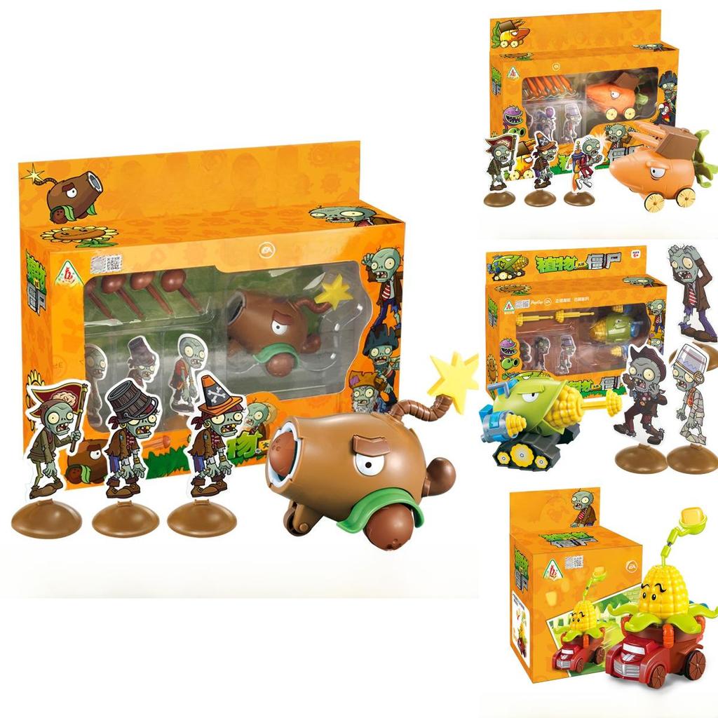 Plants Vs Zombies Toy Car Set With Launching And Light Features For Kids Interactive Play