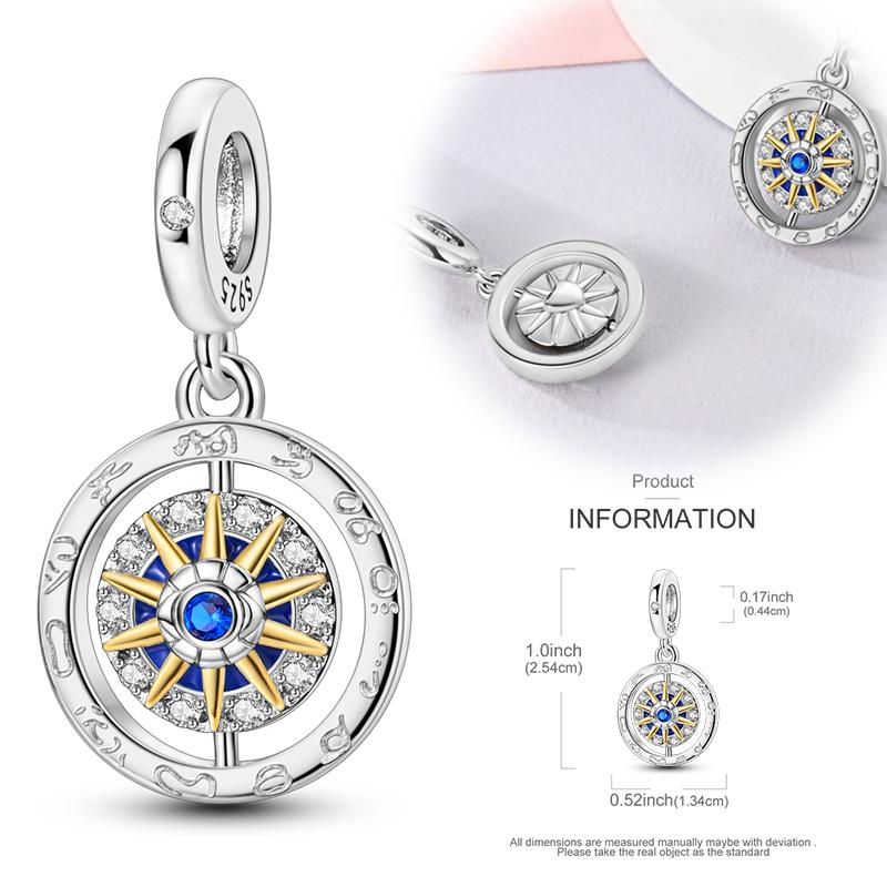 Girl Original Sparking Spinning Charms Metal Snowflake Windmill Lock Pendants Beads Fit Bangle Accessory Gift Ideal for Elegant Fashion Beautiful