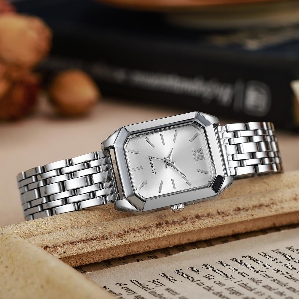 New retro square ins style steel strap minority quartz vintage simple luxury watch with water diamond bracelet