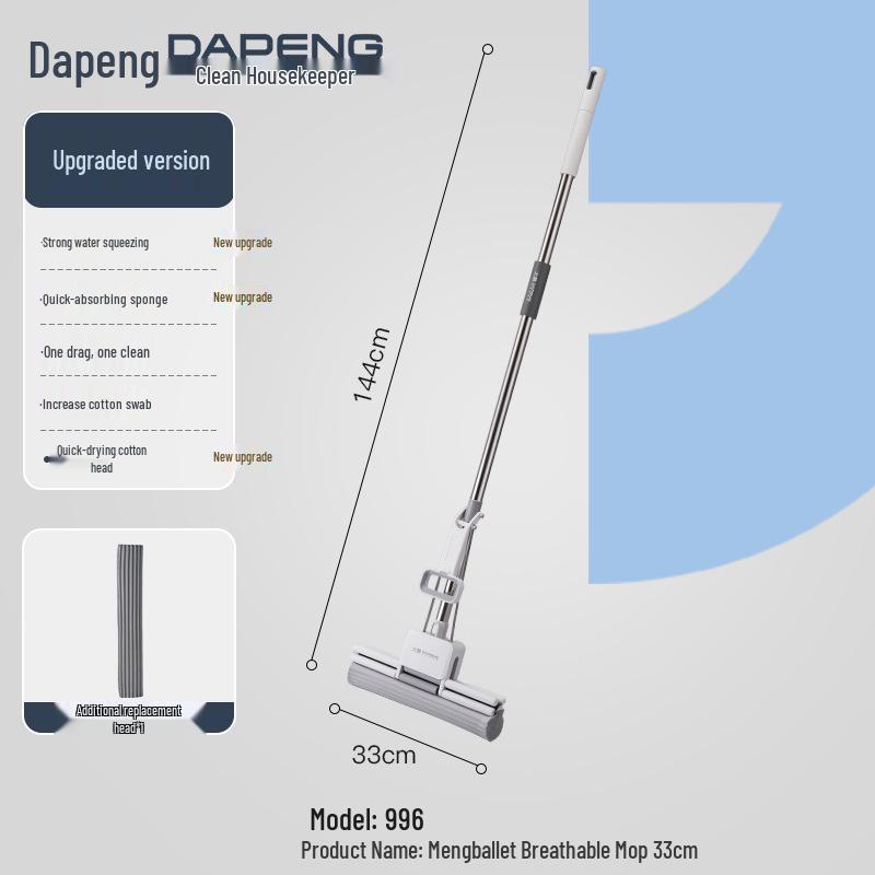 

Hands-Free Sponge Roller Mop with Telescopic Rod for Home and Dorm Floor Cleaning
