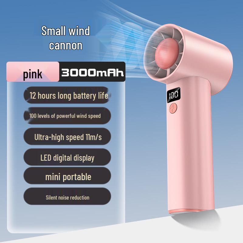 Portable High-Speed USB Rechargeable Handheld Turbine Fan - Strong Wind Mini Desktop Fan 60.8*44.6*143