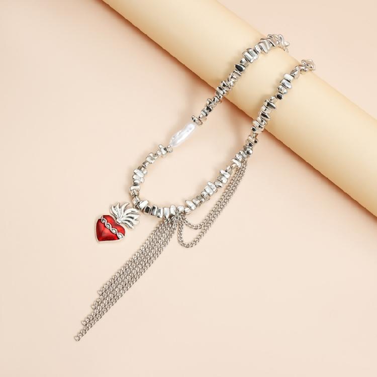 Fashion Gothic Bead Necklace with Unique Heart Shaped Irregular Pattern for Portable and Stylish Appeal