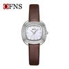OFNS Women's Fashionable Lightweight Waterproof Quartz Watch with Small Leather Strap and Square Dial