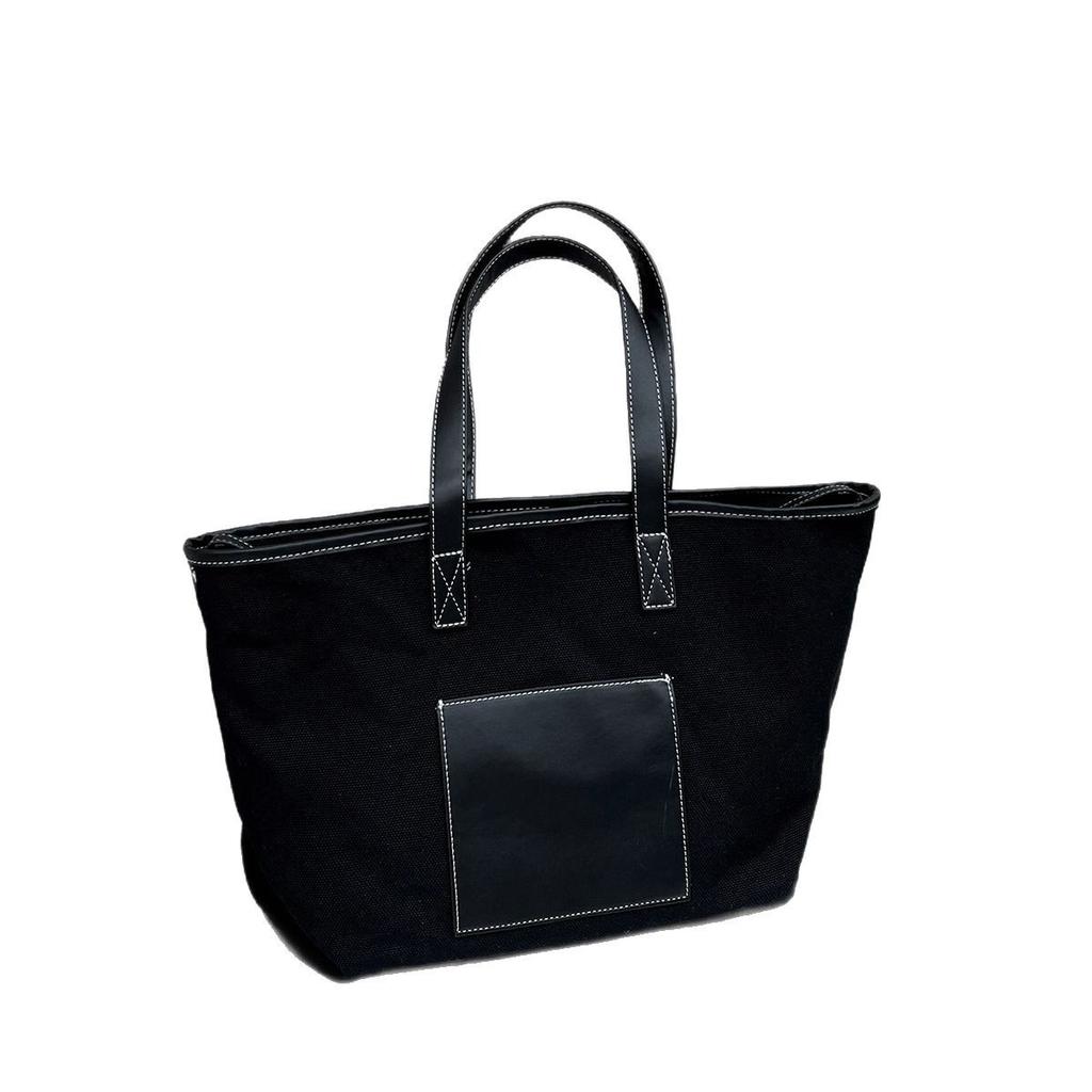 New Women's Bag Tote Shoulder Stitched Canvas Zipper Crossbody Bag Tote Bag Portable