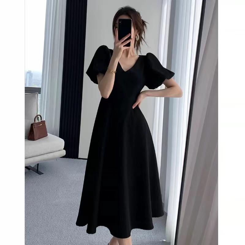

Large size fat sister red dress women s summer new age-reducing V-neck bubble sleeve temperament dress M