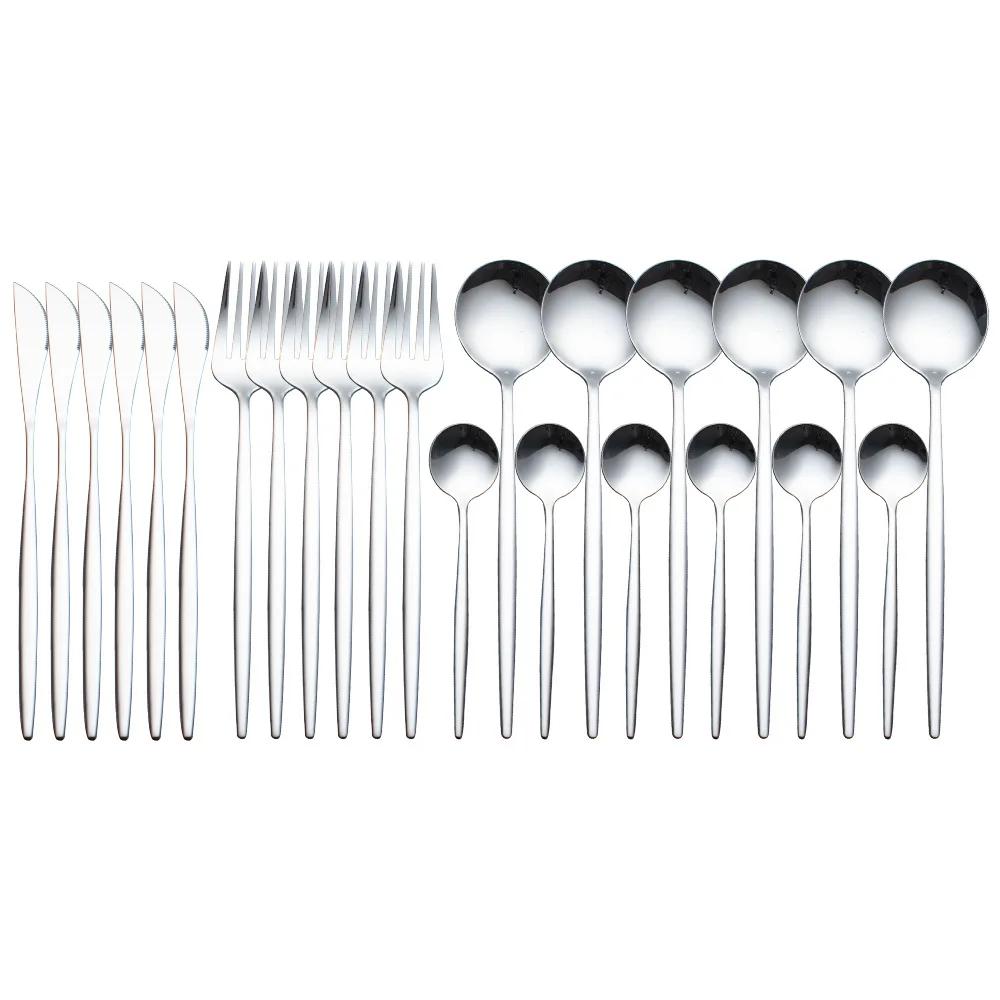Fabulous 24PCS/SET Tableware Dinnerware Sets Gold Flatware Cutlery Fork Dessert Spoon Coffee Cutlery Dinner Wedding Decoration