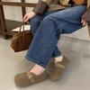 White Spotted Lamb Wool Shoes for Women's Outer Wear 2025 Winter Outer Wear New Velvet Flat Mary Jane Cotton Shoes