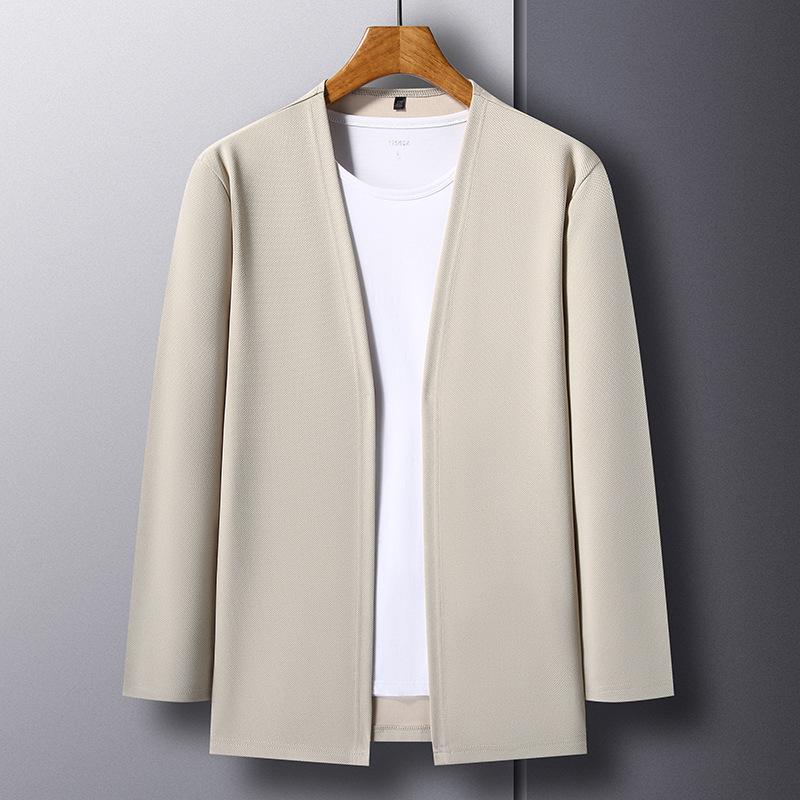 Top lavorato a maglia tinta unita autunnale da uomo, Maglia casual, Cardigan alla moda, Giacca da uomo sottile