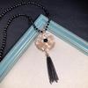 Retro Long Crystal Sweater Chain Women's Versatile Temperament Flower Pendant Necklace Fashion Ethnic Style Hanging Accessories