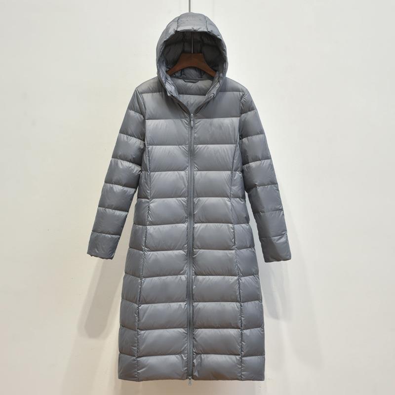 Women`s Lightweight Down Coat Hooded Long