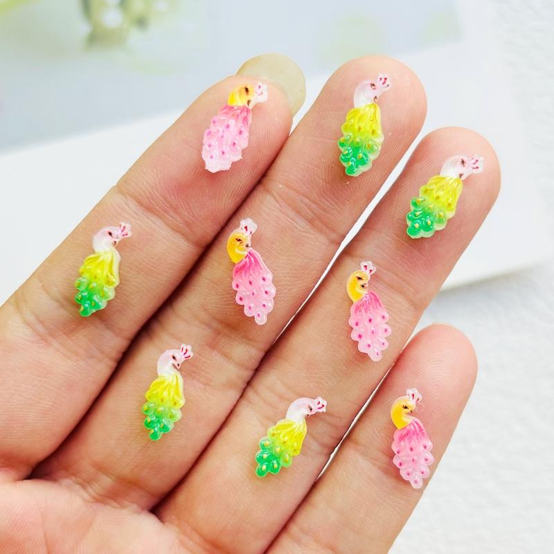 50 Pezzi Nuovo Carino Mini Resina Cartone Animato Animale Pavone Flatback Ornamento Fai da Te Creazione Gioielli Manicure Accessori per Capelli A43