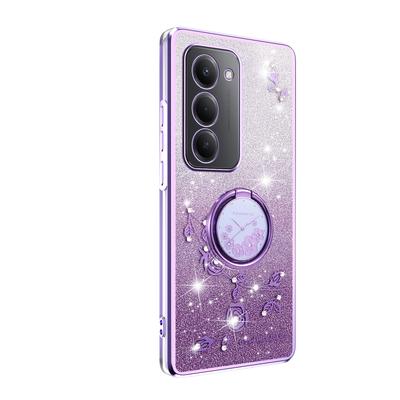 KADEM Voor Xiaomi Redmi 15 5G (Globaal) (169 mm) Hoes Ring Standaard TPU Bloemen Telefoonhoesje Verloop Glitter