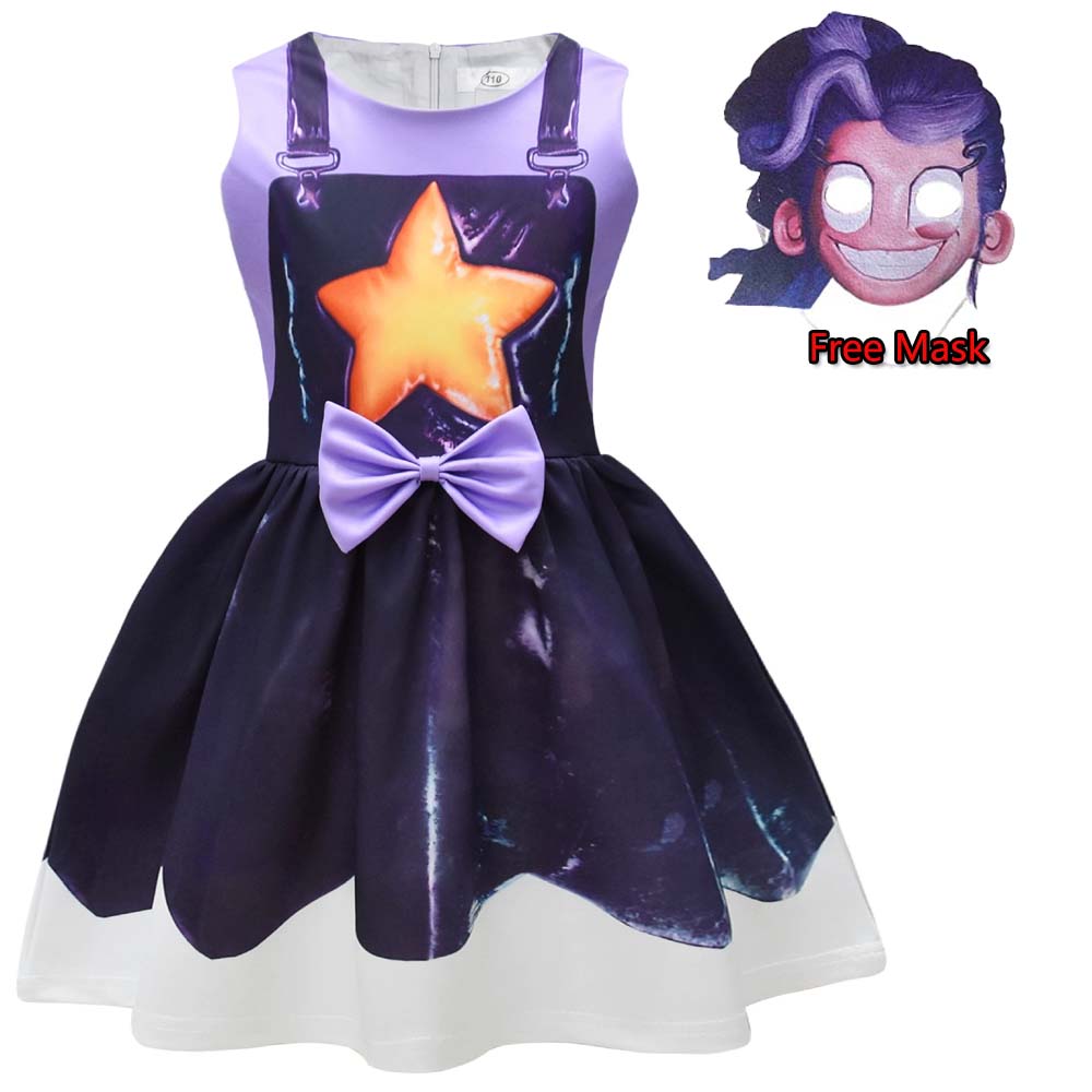 Lily Cosplay Dress Free Mask For Girls Kids Horror Game Halloween Costume Carnival Party Fancy Bow Dress Outfit With Bag
