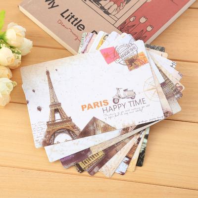 Postcard Birthday Card Retro Paris Tower Monuments Snowman Cartoon Chinese Scenery Christmas Gift