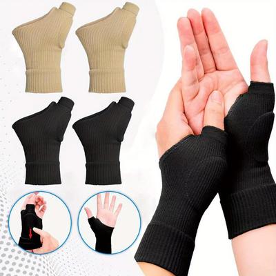 2pcs /1 Pair, Thumb Compression Gloves, Fingerless Support with Gel Pad, Breathable Carpal Tunnel Cover with Joint Support