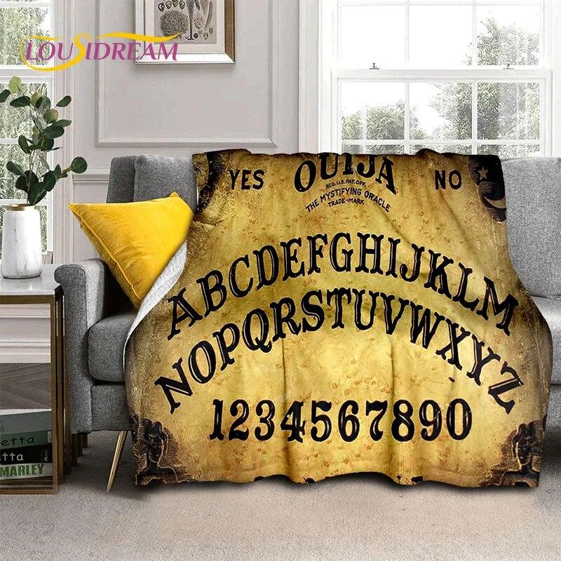 Gothic Ouija Tarot Čarodějnictví Horor Lebka Deka, Flanelová deka pro Halloween Ložnice Pohovka Pohovka Piknik Turistický obal Dárek