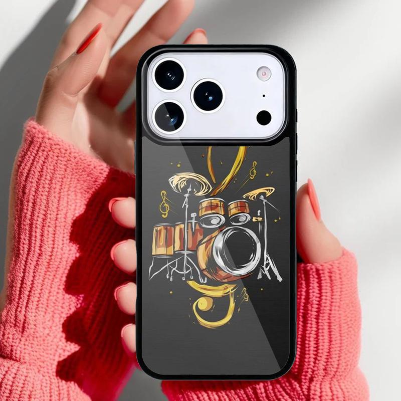 Musical Instrument Drum Phone Case for iPhone 17 Air 16e 15 14 13 Pro Max Back Cover for 12 11 Pro Coque