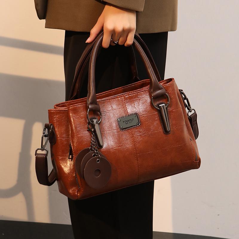 

2026 Hong Kong Retro Contrast Color Three-Layer Large Capacity Crossbody Pillow Bag for Women