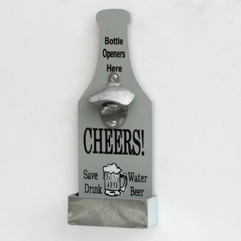 Wooden Wall Mounted Beer Bottle Opener Creative Wall Decoration For Bars And Restaurants Retro Home Decoration Accessories