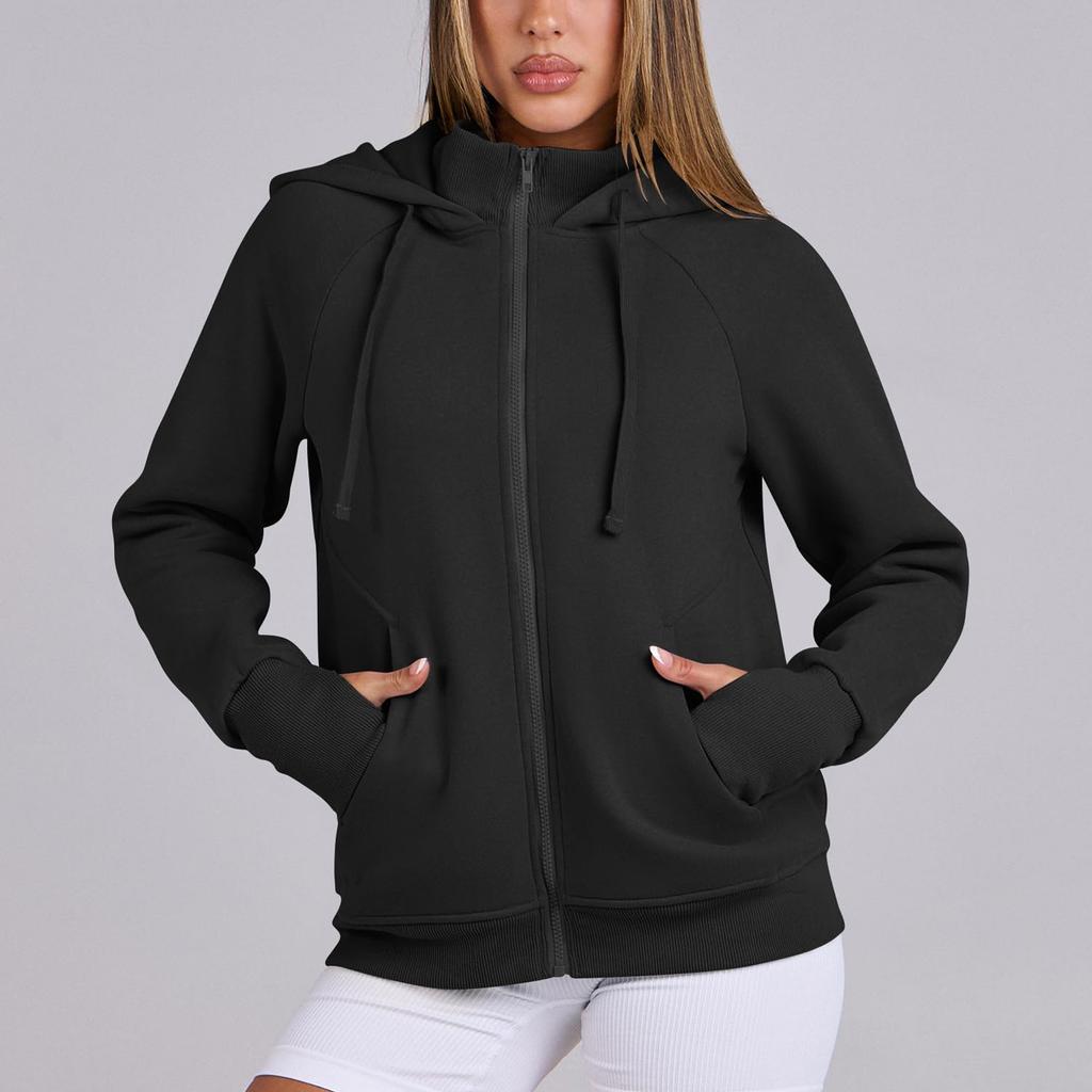 Hanorace cu fermoar pentru femei, jachete din lână, bluze cu mânecă lungă, buzunare, modă casual de toamnă, ținute preppy, haine