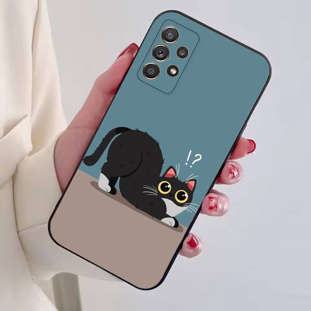 Cat Memes F-Funny Cute Phone Case For Samsung S25,S24,S21,S22,S23,S30,Ultra,S20,Plus,Fe,Soft Silicone Black Cover