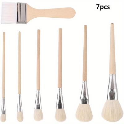 7pcs Acrylic Paint Brush Set Wooden Pottery Glaze Brushes Art Paintbrush Glaze Brushes Glaze Brushes Ceramic Watercolor Brushes Kit for Craft Painting