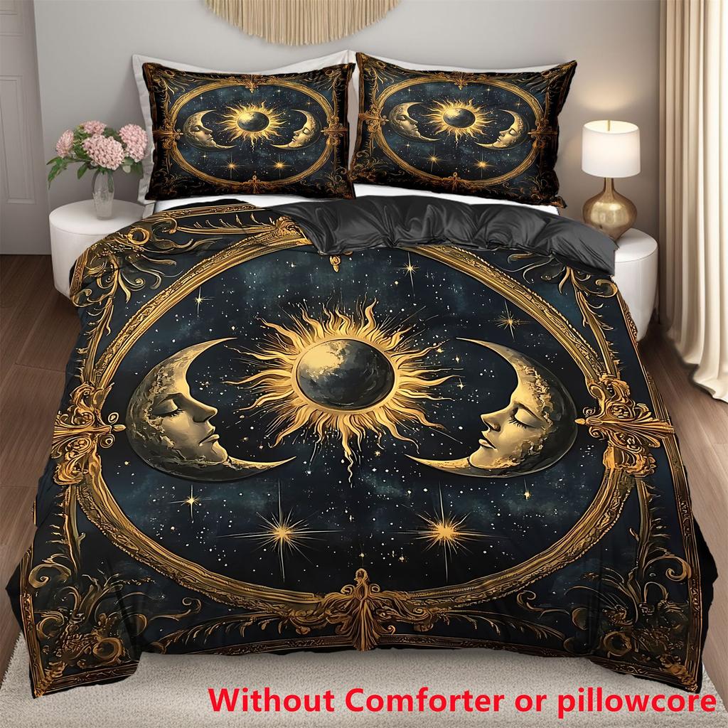 SHEIN Sun and Moon 3D Digital Printing Quilt Set Three-piece Customization
