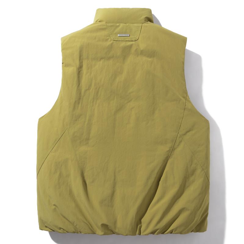 Men 50% White Duck Down Vest, Stand Collar Zip Up Padded Gilet Multi-Pocket Casual Outdoor Waistcoat