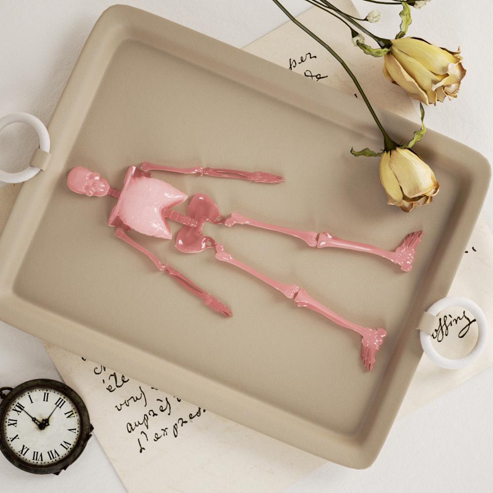 Poppy Halloween Skull Body Stand Silicone Mold for DIY Epoxy Resin and Plaster Ornaments