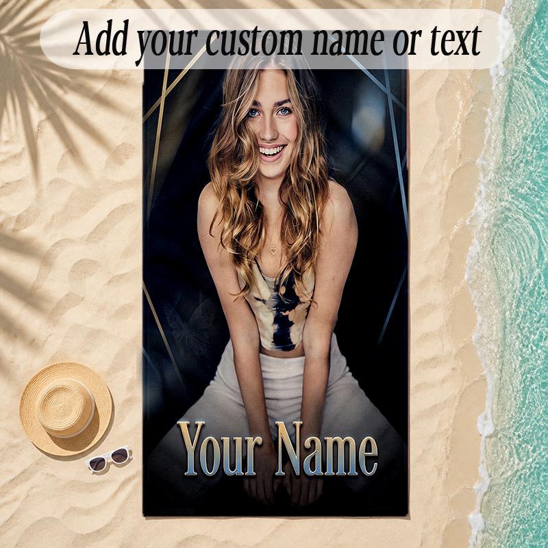 Beach TowelRoxy Dekker Custom Name Text Personalized Soft Towel for Beach Pool Indoor Home Decor Gift