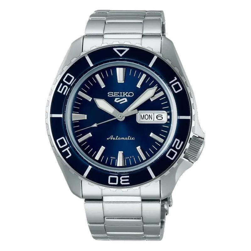 

SEIKO 5 series automatic/manual mechanical movement steel strap 42.5mm men s watch blue dial SRPK97K1 синій