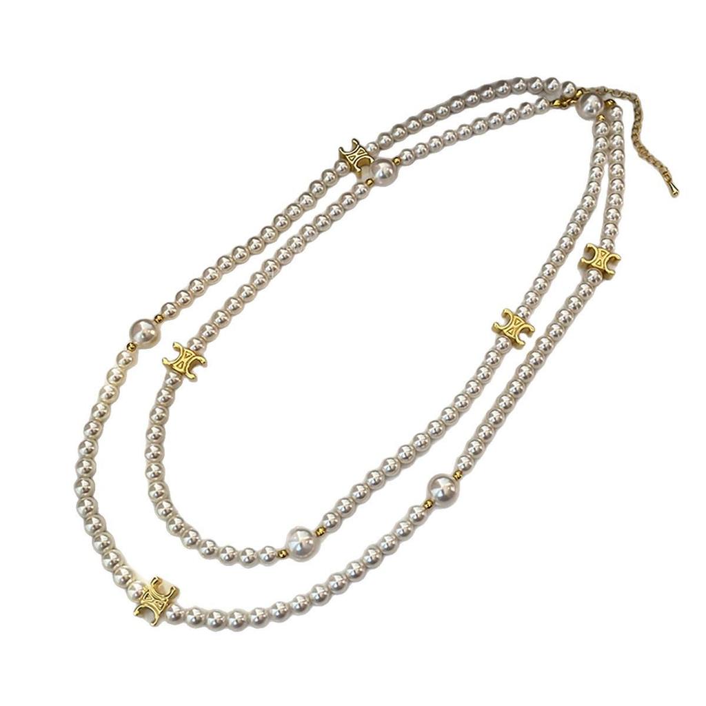 French Retro Pearl Beaded Adjustable Pendant Necklace