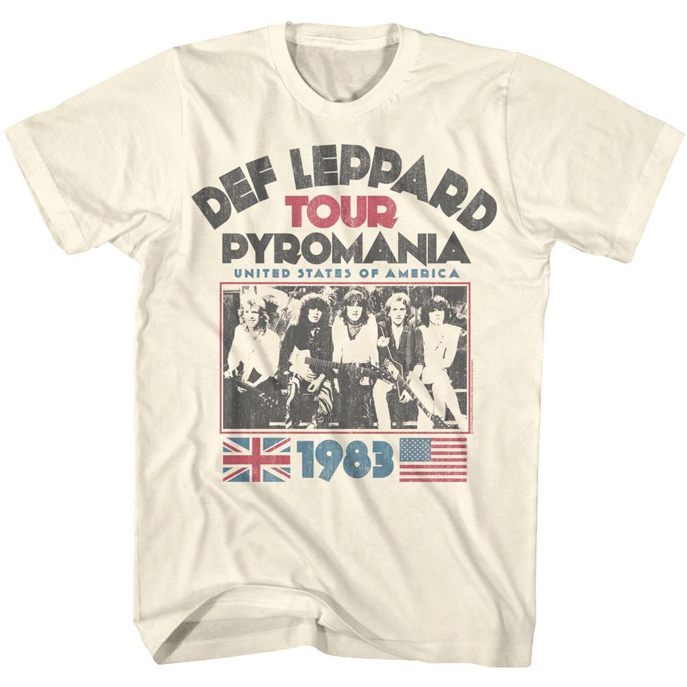 Def Leppard United States Pyromania Tour 1983 Men T Shirt Rock Band Merch XXL